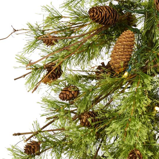 5ft. Pre-Lit Wyoming Alpine & Pinecone Artificial Christmas Tree, Clear LED Lights